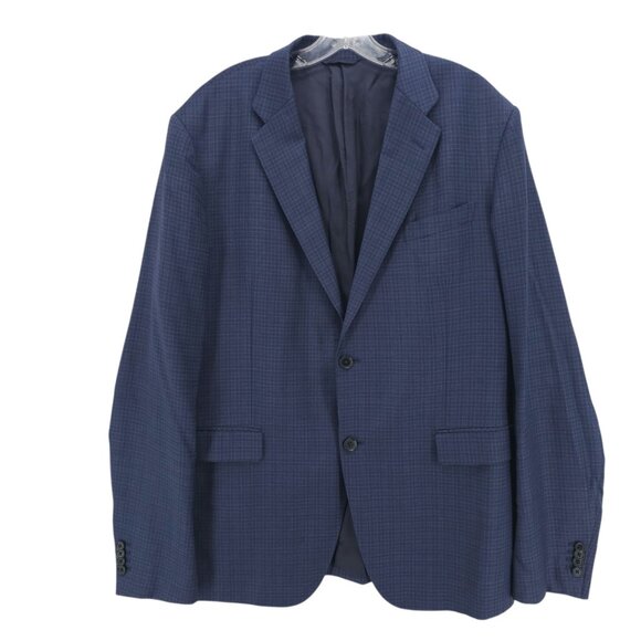 ERMENEGILDO ZEGNA Barneys Wool Silk Traveller Sport Coat Blazer Navy Check 46L